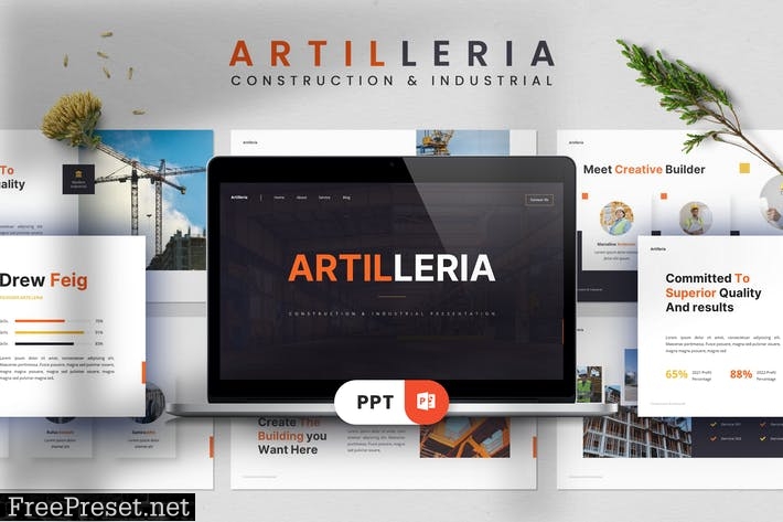 Artilleria - Construction Powerpoint Template KQK2B3S