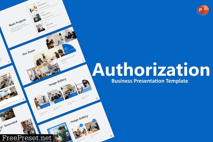 Authorization Blue Creative Business PowerPoint 854GX52