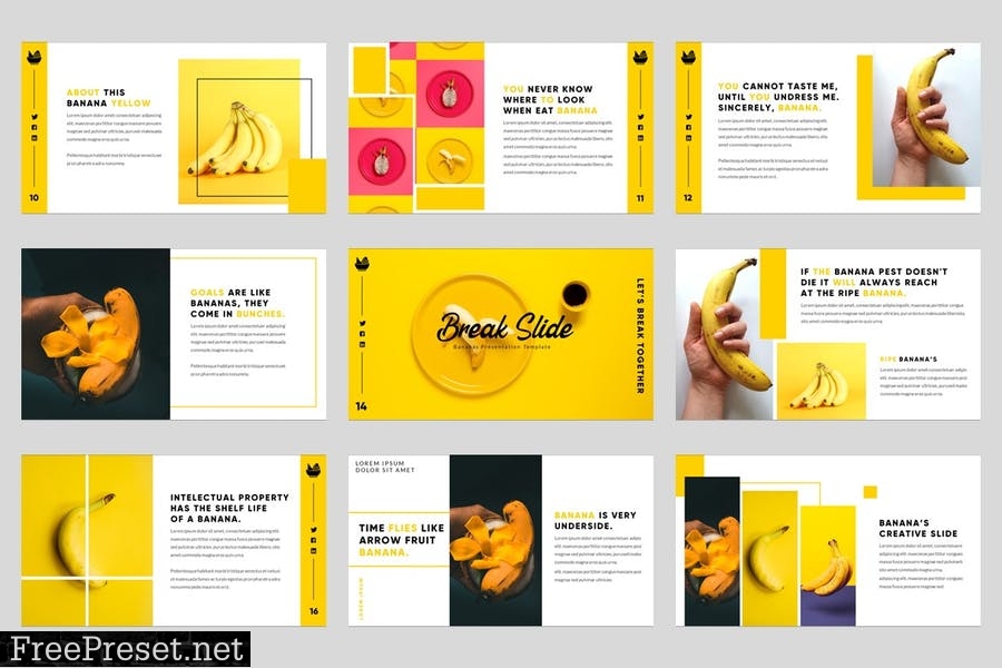 Banana - Fresh Fruit PowerPoint Template PVLGKPY