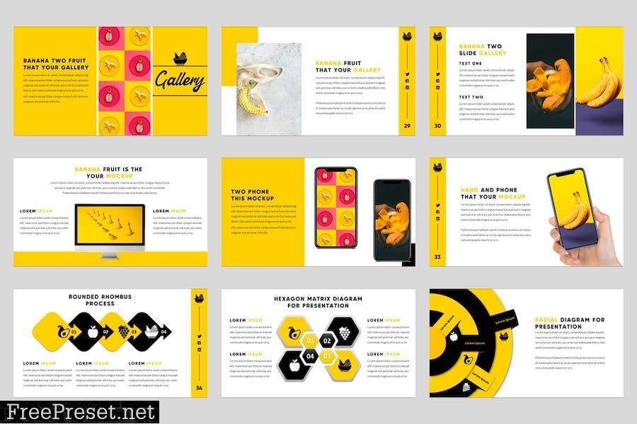 Banana - Fresh Fruit PowerPoint Template PVLGKPY