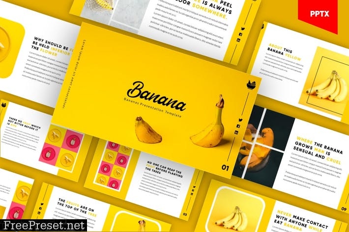 Banana - Fresh Fruit PowerPoint Template PVLGKPY