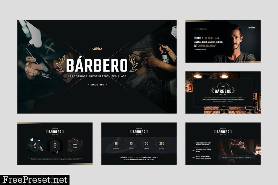 Barber Shop PowerPoint Presentation Template 2RTAKCU