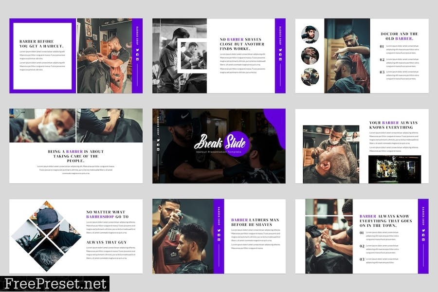 Barbershop & Hairdresser Powerpoint Template BZ77QUR