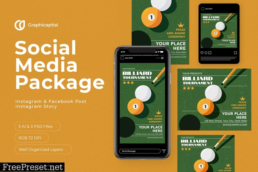 Billiard Tournament Social Media Package 8NLV7WP