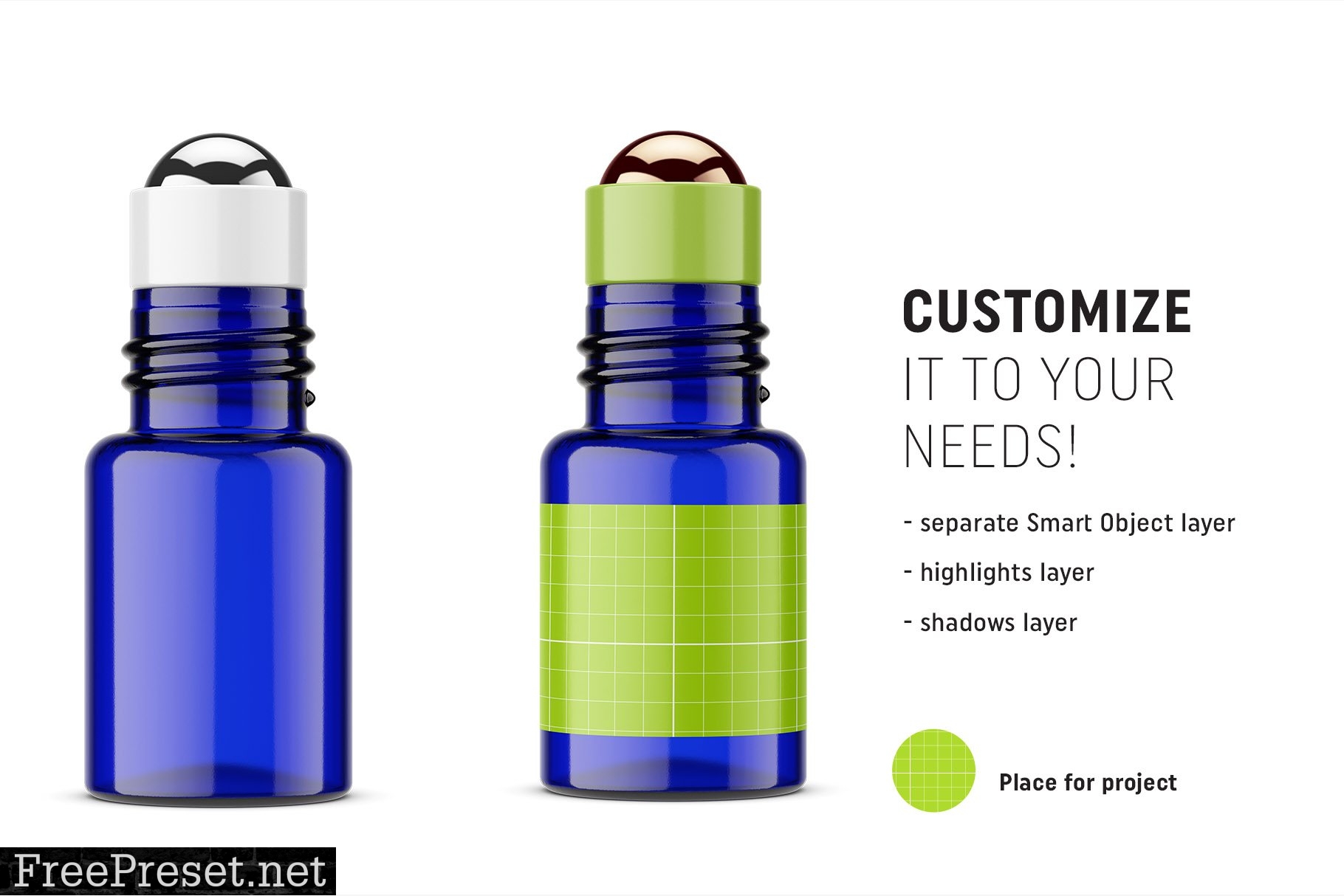 Blue roll-on bottle mockup 4706986