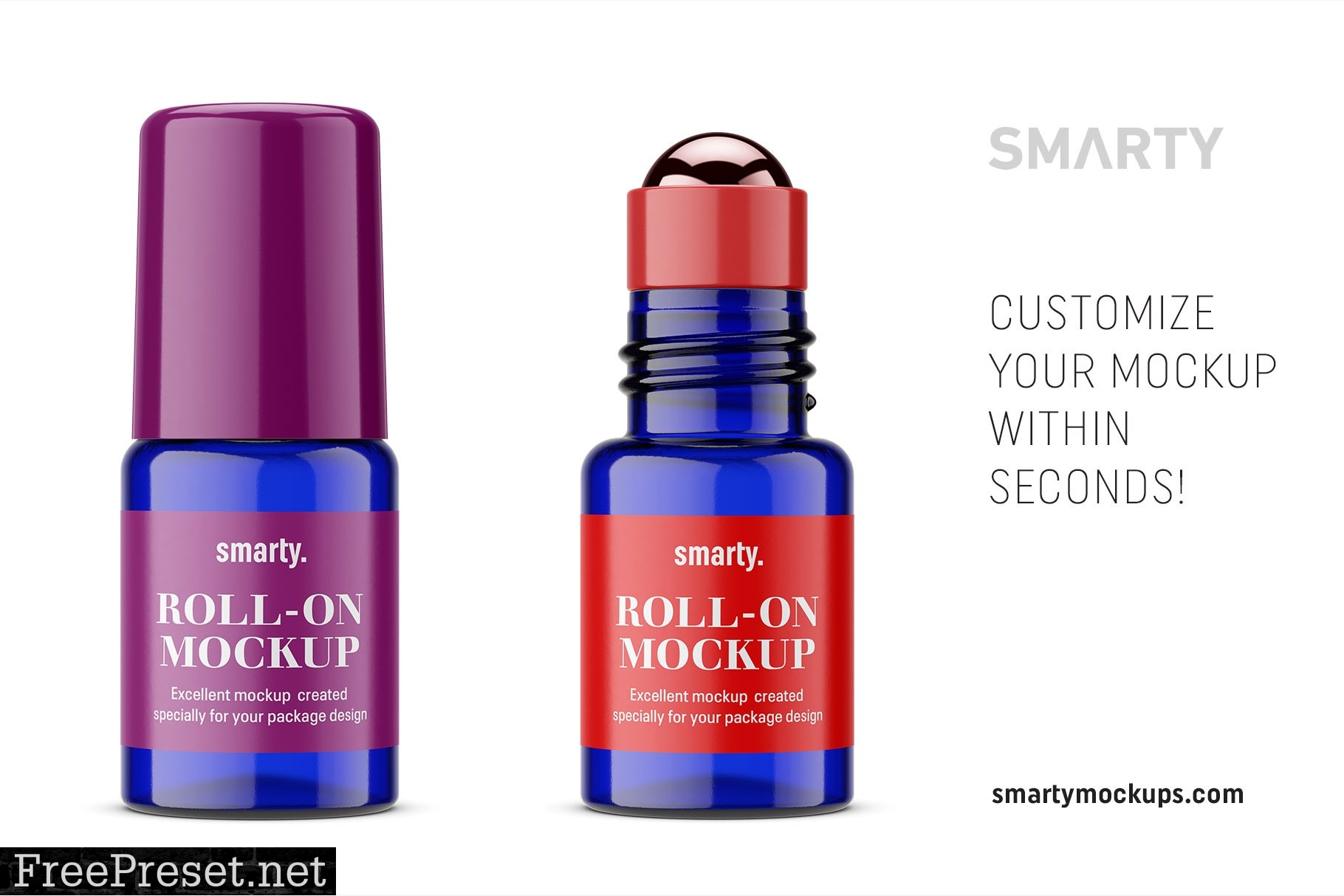 Blue roll-on bottle mockup 4706986