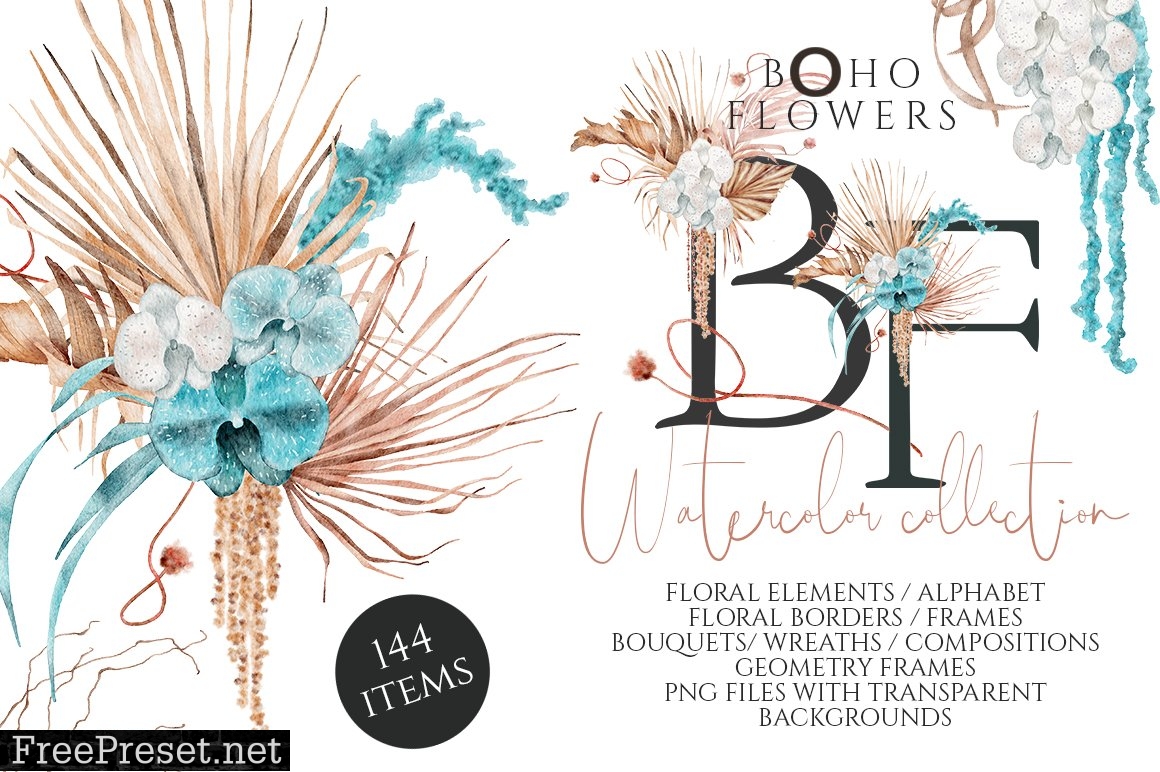 Boho Flowers Watercolor Collection 7139309