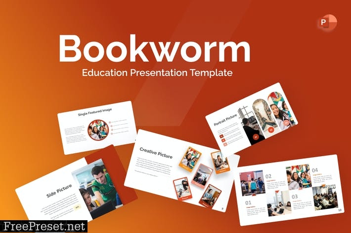 Bookworm Education PowerPoint Template EQRAG58