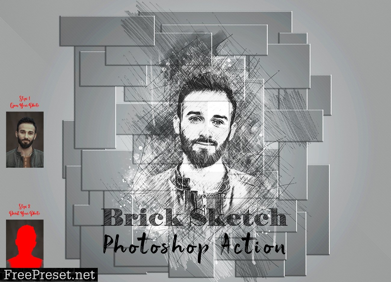 Brick Sketch Photoshop Action 7407323