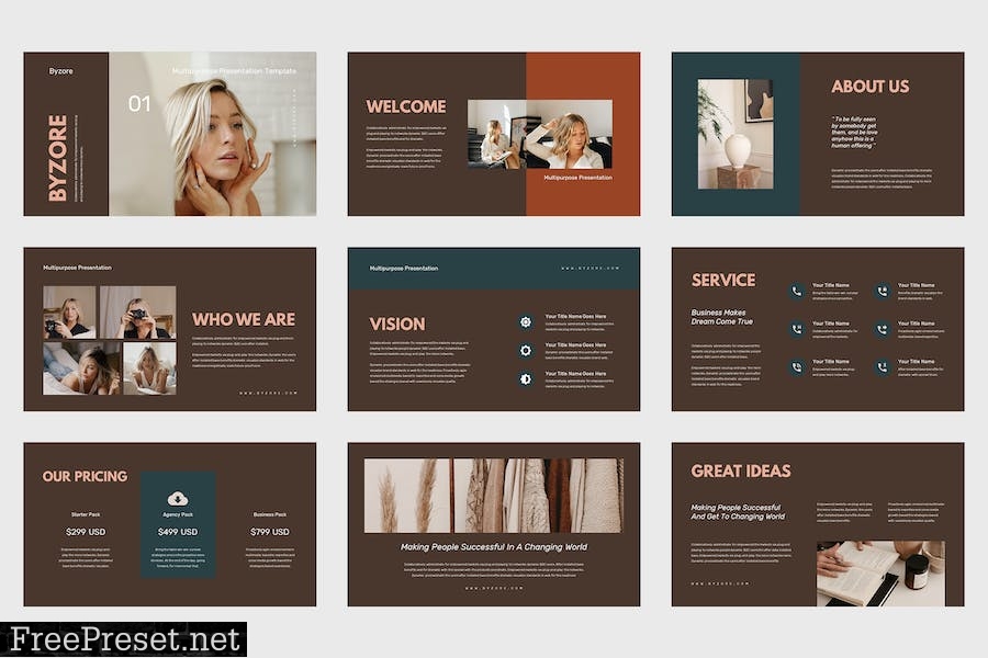 Byzore - Multi Purposes Powerpoint Template BW3GB9T