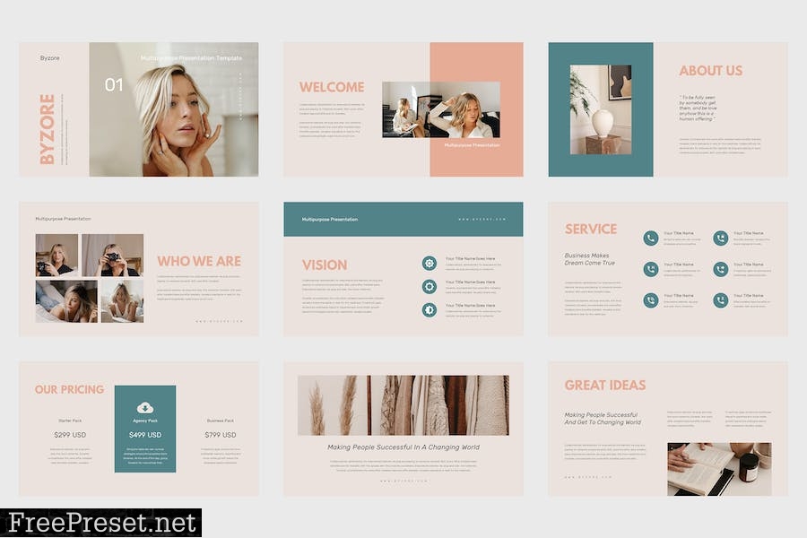 Byzore - Multi Purposes Powerpoint Template BW3GB9T