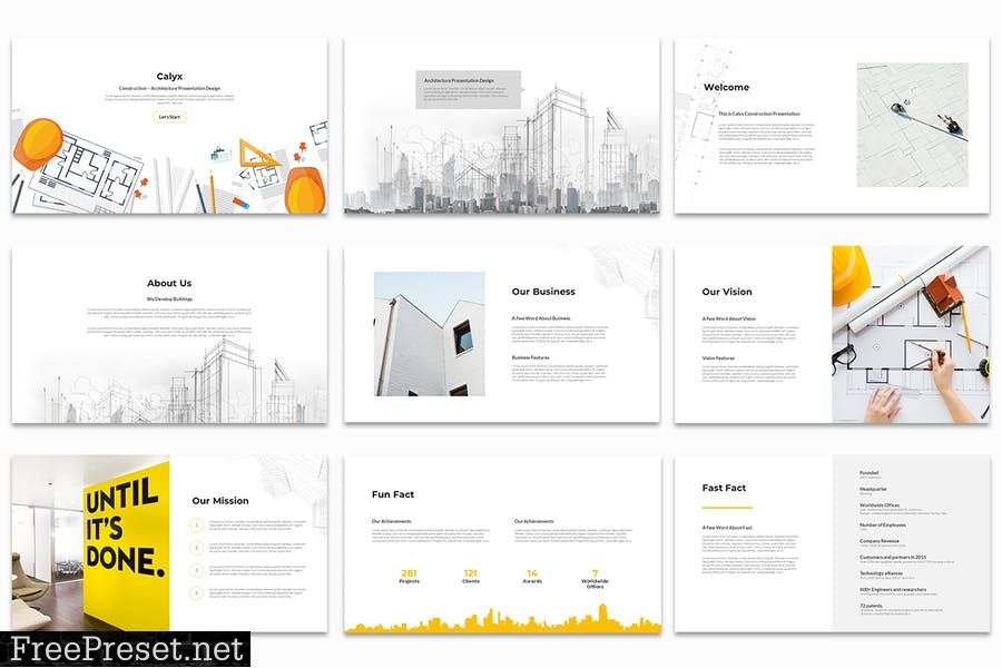 Calyx : Construction Powerpoint Template BDGKBV