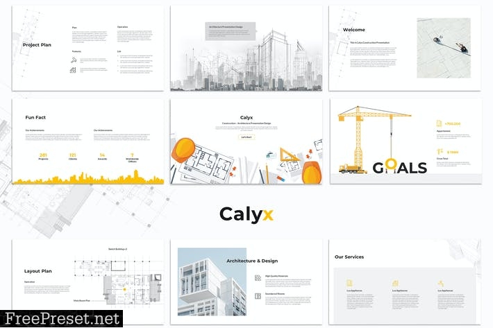 Calyx : Construction Powerpoint Template BDGKBV