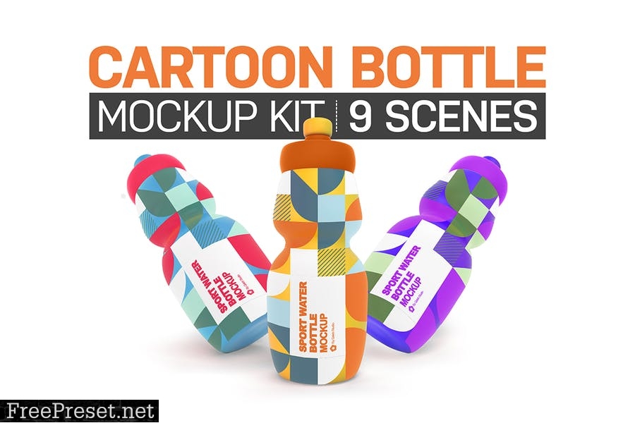 Cartoon Bottle Mockup Template H6NPHEF