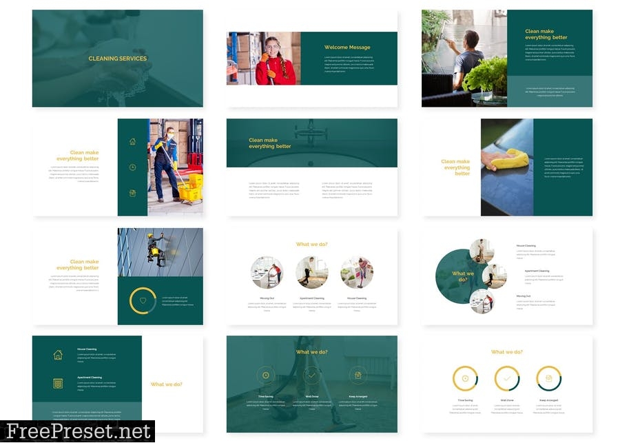 Cleaning Services Google Slides Template A4HK46