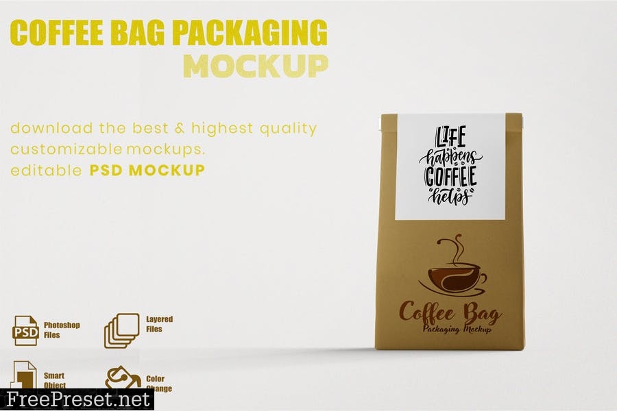 Coffee Bag Packaging Mockups V97PSFL