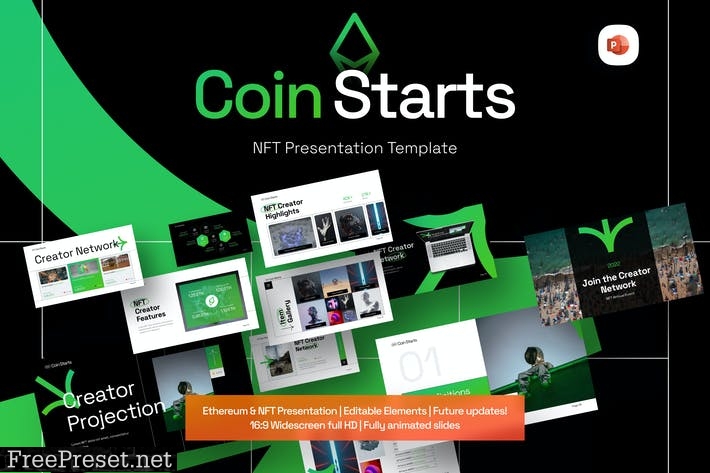 Coin Starts NFT Presentation PowerPoint Template Z2QHTHL