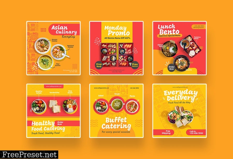 Colorful Food Catering Promotion Instagram Ads SNHTBCF