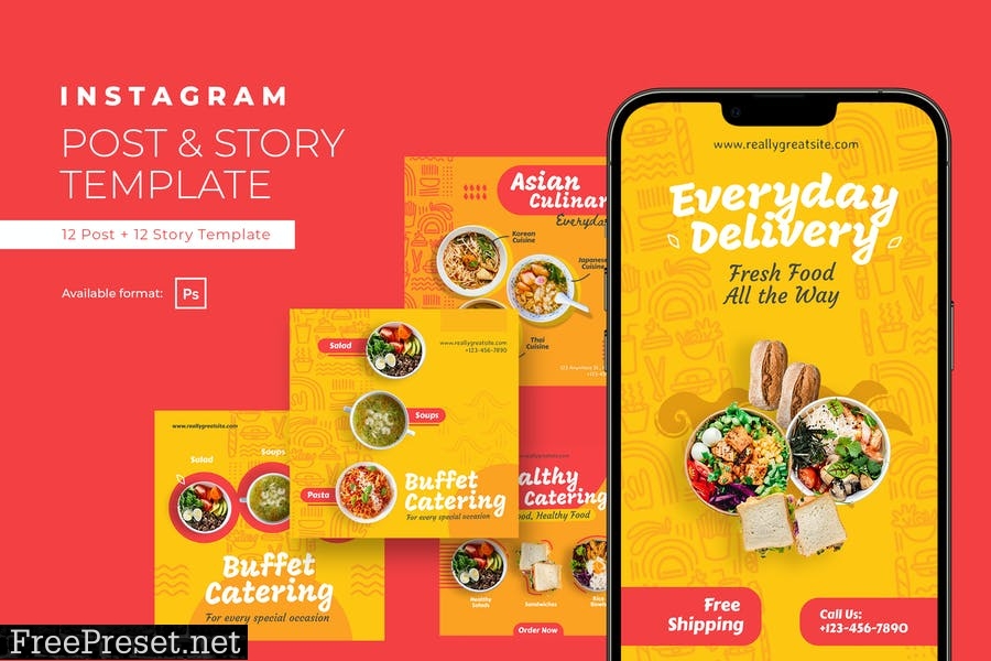 Colorful Food Catering Promotion Instagram Ads SNHTBCF