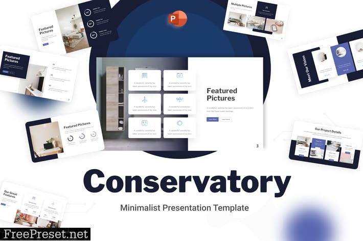 Conservatory Navy Minimalist Business Presentation 65PM86R