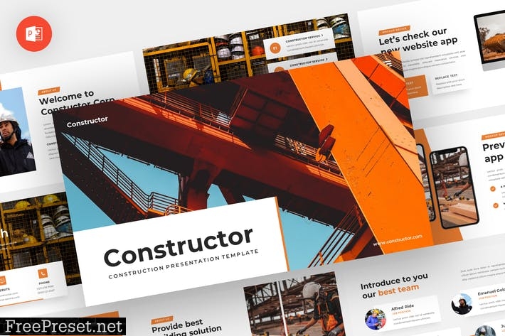 Constructor - Construction Powerpoint Template R8MR769