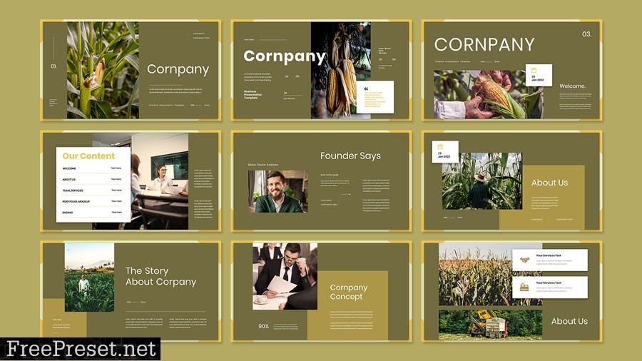 Cornpany Business Presentation PowerPoint Template Q9ETY9D