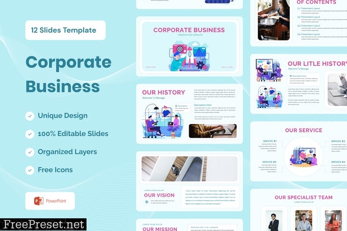 Corporate Presentation Template - Powerpoint D9DT7JA