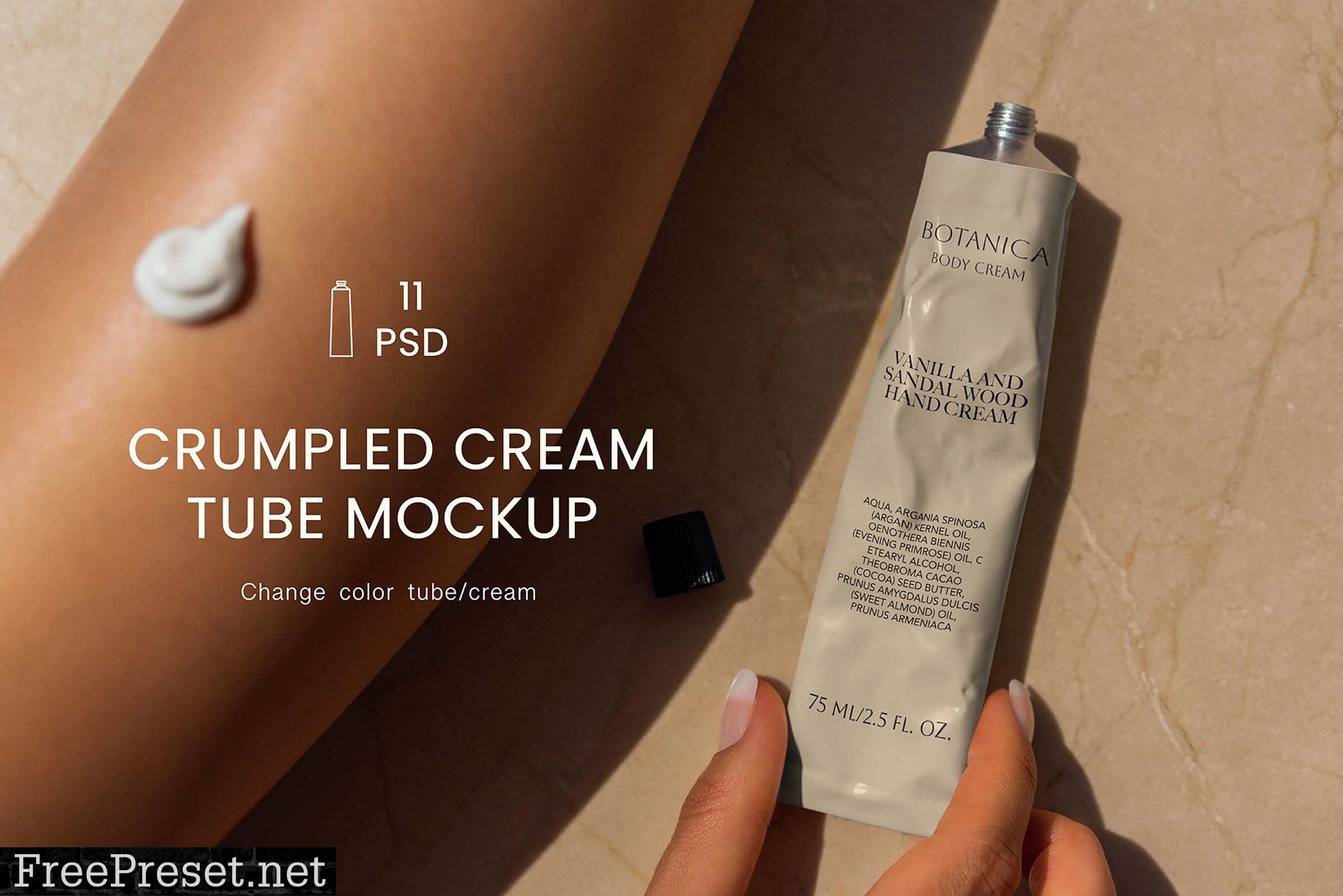 Crumpled Cream Tube MockUps 7174893