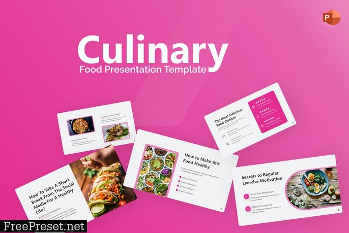 Culinary Purple Creative Food PowerPoint Template KKNDFYN