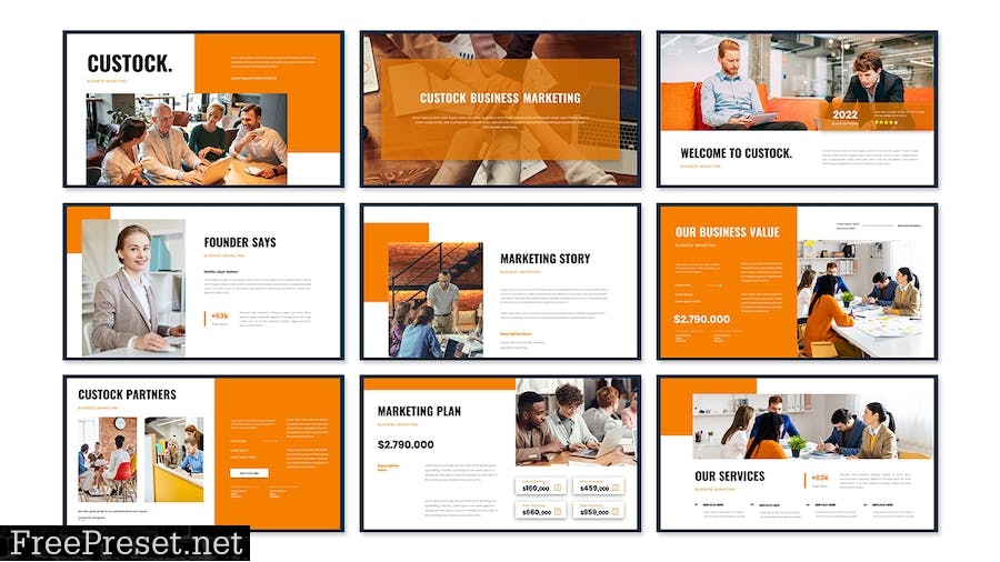 Custock Business Presentation PowerPoint Template RUQQPDC