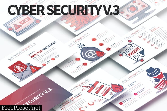 Cyber Security V.3 PowerPoint Infographics Slides DK2C4QB