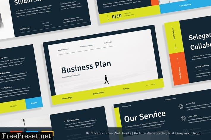 Dark Blue Green Orange Modern Business Plan 004 8X96ZBS