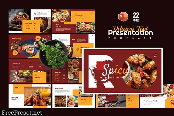 Delicious Food PowerPoint Presentation Template FJ64WYA