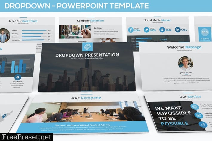 Dropdown Powerpoint Presentation Template PHVSSH