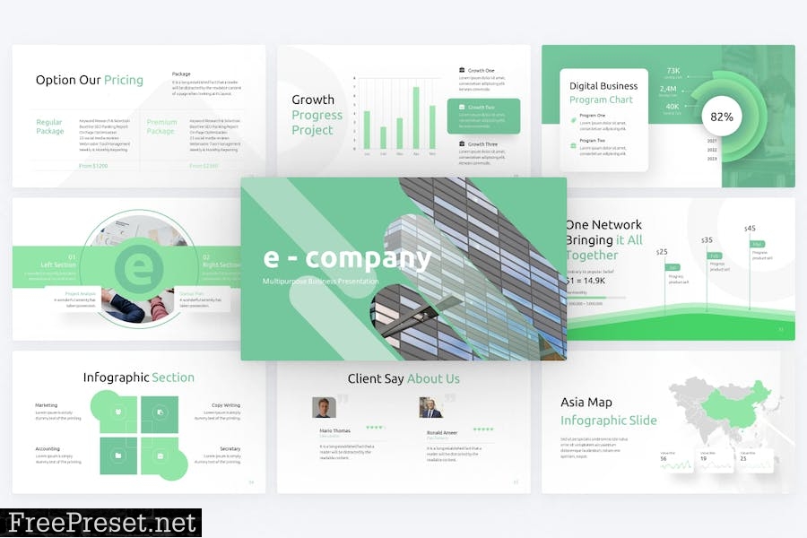 E Company Business PowerPoint Template ZK7YAWH