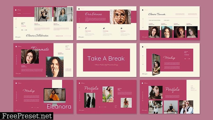 Eleonora Fashion Presentation PowerPoint Template FREEV78