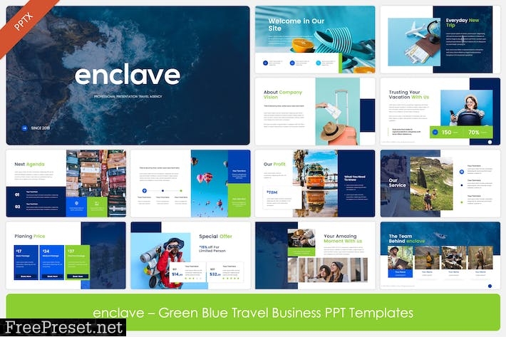 enclave - Green Blue Travel Business PPT Templates L5WUUZG