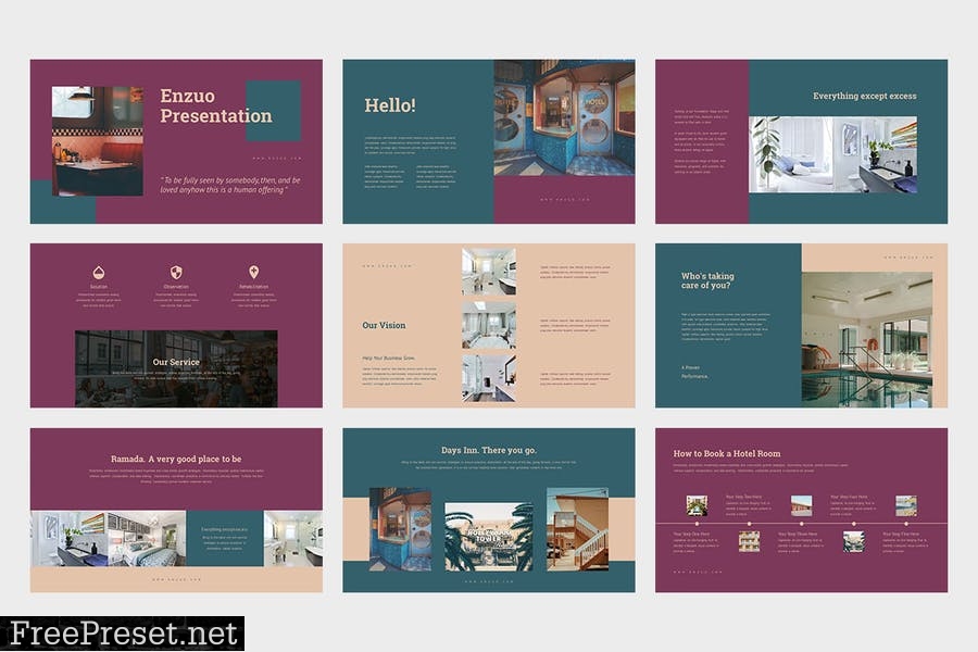 Enzuo : Hotel Lookbook Powerpoint Template YSX6RDF