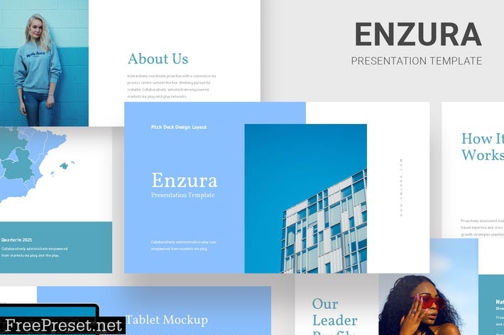 Enzura - Pitch Deck Blue Powerpoint Template UYSZVT3