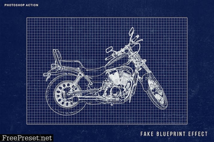 Fake Blueprint Photoshop Action SBLAW5C