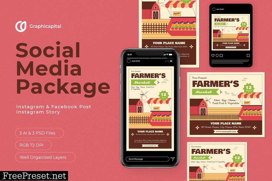 Farmers Market Social Media Package V2674RY