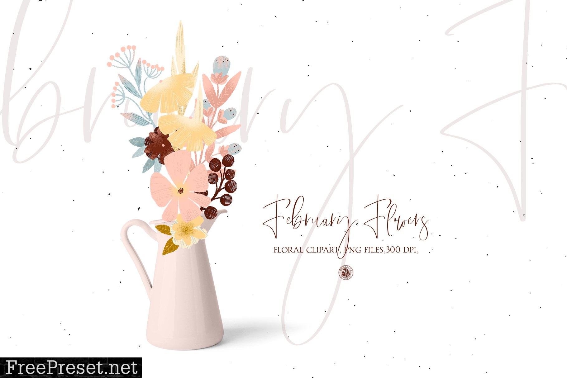 February Flowers floral clipart set 5927923