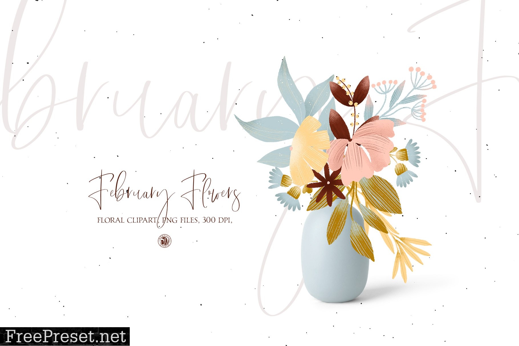 February Flowers floral clipart set 5927923