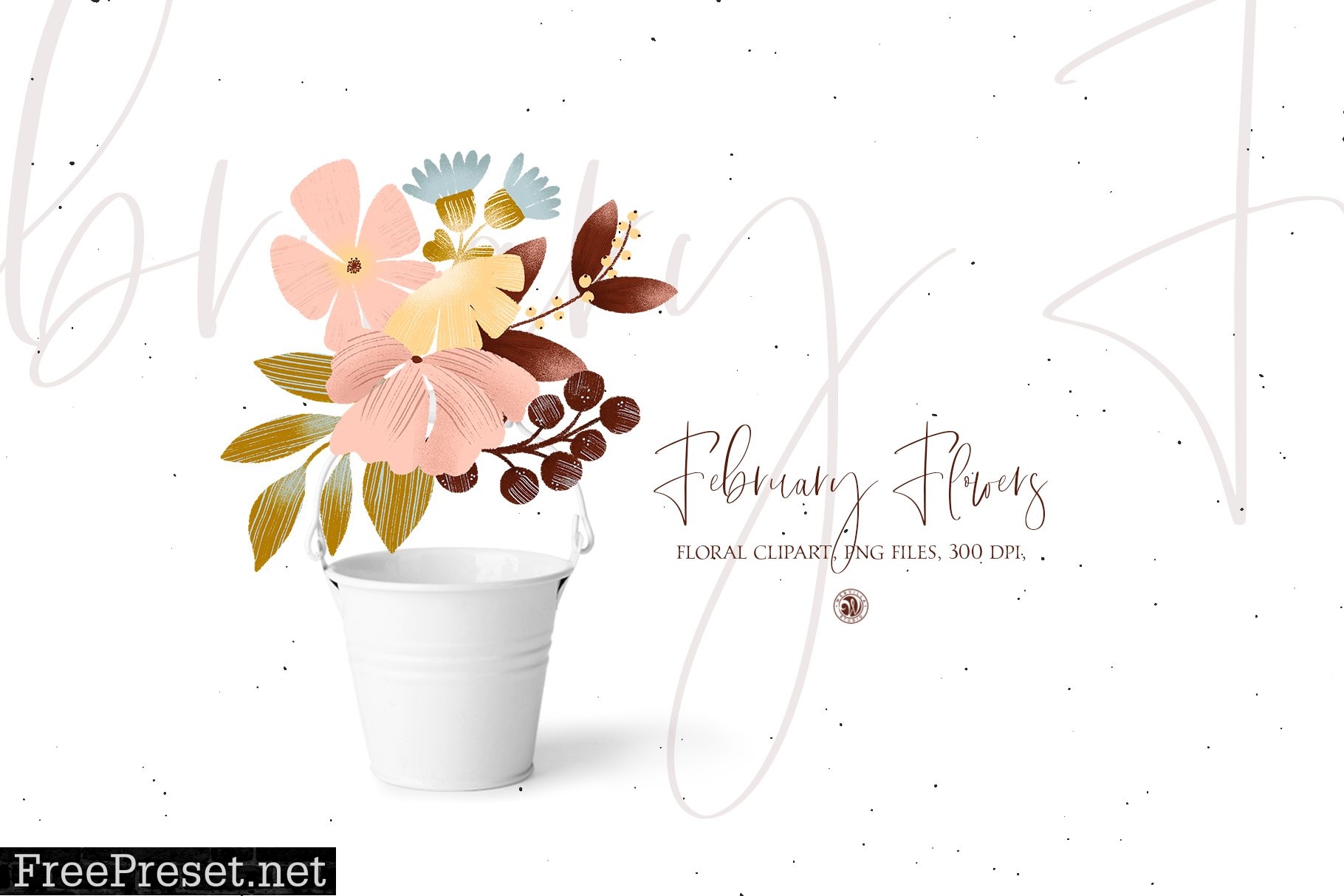 February Flowers floral clipart set 5927923