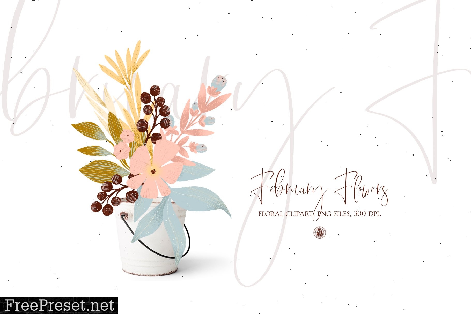 February Flowers floral clipart set 5927923