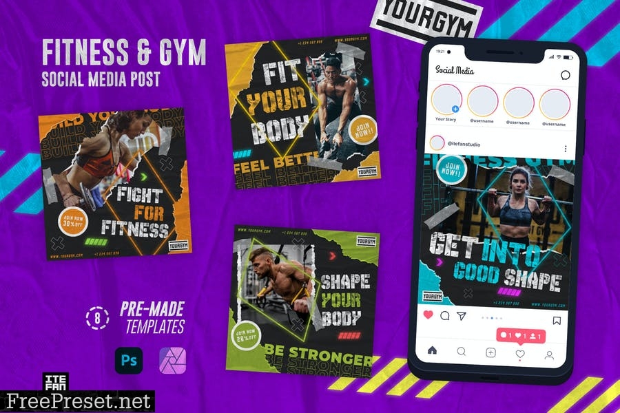 Fitness & GYM Social Media Post JN9CNKP