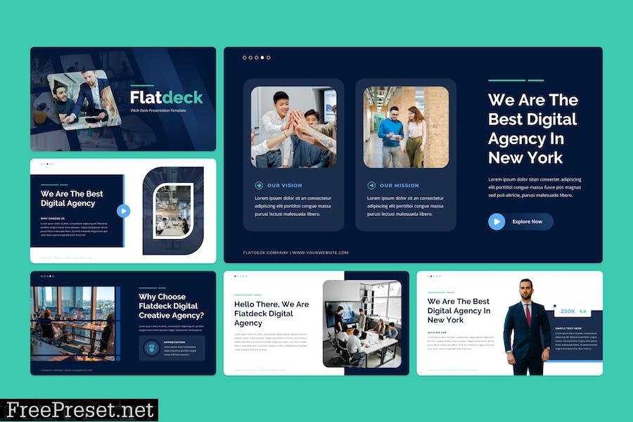 Flatdeck - Pitch Deck PowerPoint Template QRR5X63