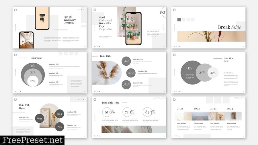 Flowie - White Business Powerpoint Template WS52ZE5