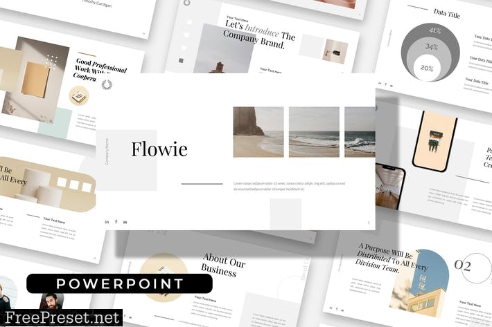 Flowie - White Business Powerpoint Template WS52ZE5