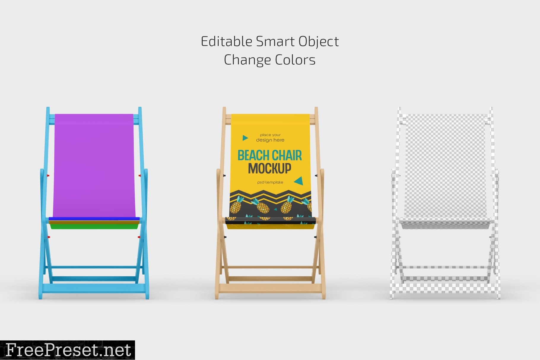 Folding Beach Chair Mockup Set 7114605